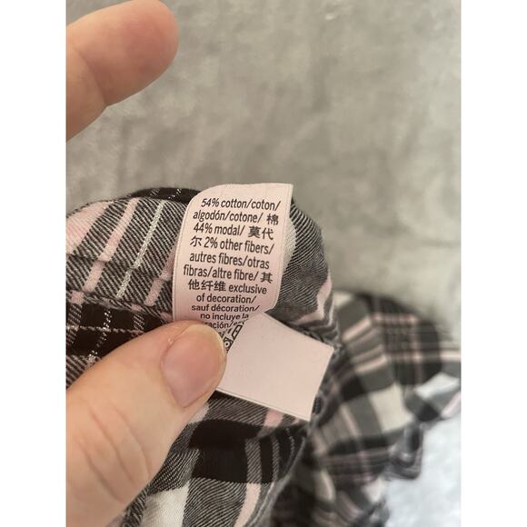 Victorias Secret Plaid 2 Piece Lightweight Pajama Set Black Pink Womens Small PJ - Picture 12 of 13